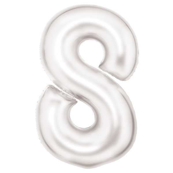 Large Number 8 Silk Lustre White